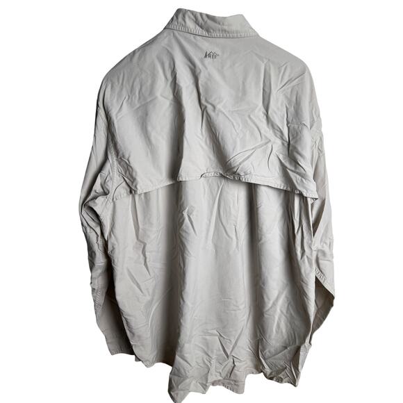 REI Shirt Men's XL Light Cream Button Up Vented Nylon Hiking - Picture 4 of 7